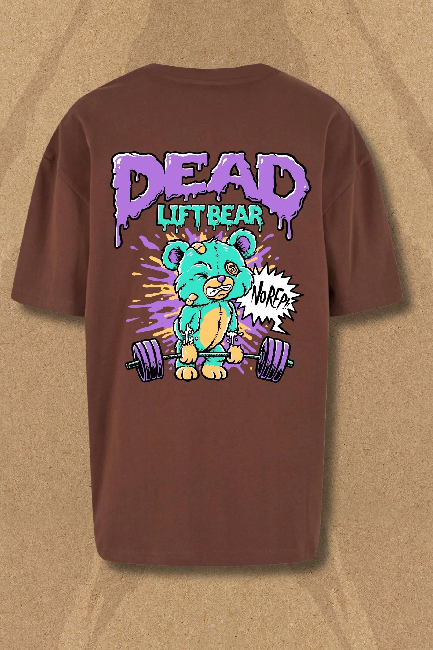 Dead LiftBear Oversized Tee - Chocolate Brown