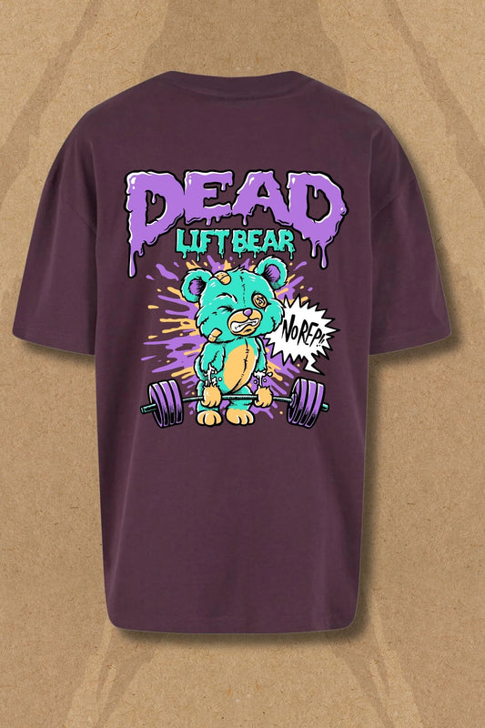 Dead LiftBear Oversized Tee - Plum Purple