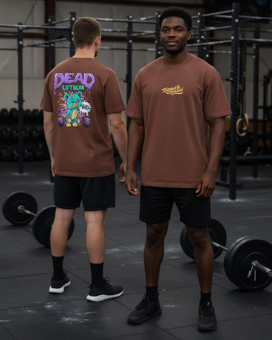 Dead LiftBear Oversized Tee - Chocolate Brown