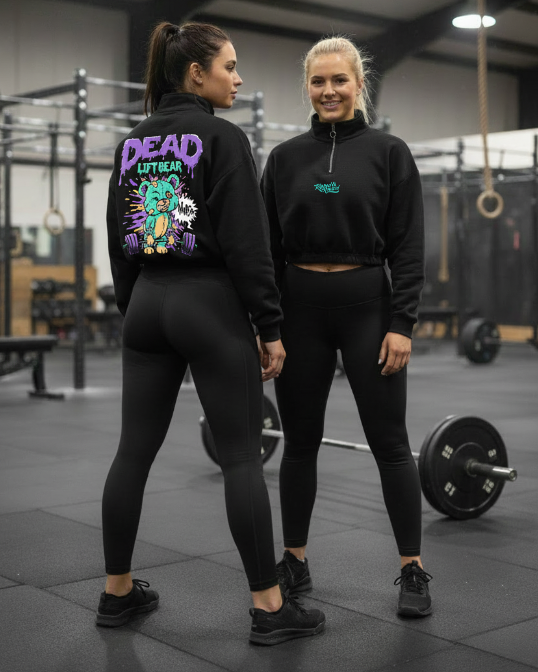 Dead Liftbear Cropped Zip Sweat