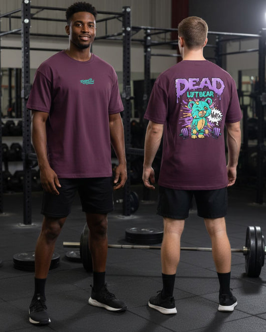 Dead LiftBear Oversized Tee - Plum Purple